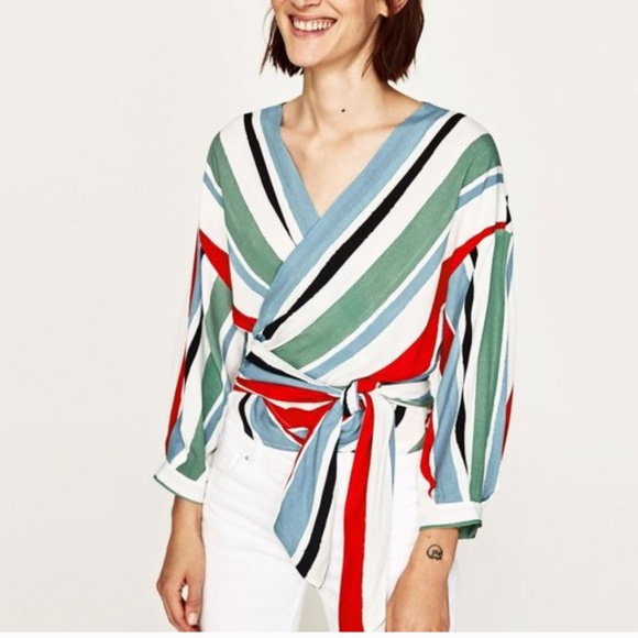 ZARA Multi Colored Wrap Top - Picture 1 of 6